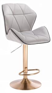 LuxuryForm Barová židle MILANO MAX VELUR na zlatém talíři - šedá