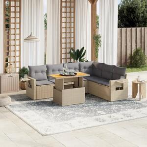 7dílná zahradní sedací souprava s poduškami béžová polyratan 3271773