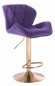Barová židle MILANO VELUR na zlatém talíři - fialová