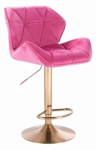Barová židle MILANO VELUR na zlatém talíři - růžová