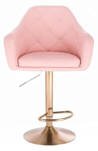 LuxuryForm Barová židle ROMA na zlatém talíři - růžová