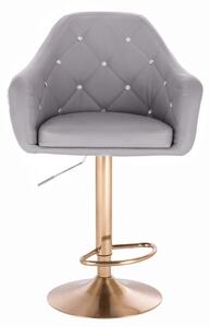 LuxuryForm Barová židle ROMA na zlatém talíři - šedá