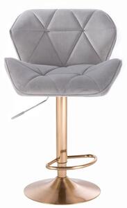 LuxuryForm Barová židle MILANO VELUR na zlatém talíři - světle šedá