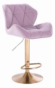 Barová židle MILANO VELUR na zlatém talíři - fialový vřes