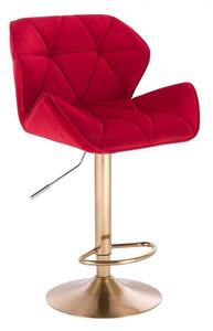 Barová židle MILANO VELUR na zlatém talíři - červená