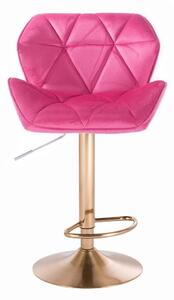 Barová židle MILANO VELUR na zlatém talíři - růžová