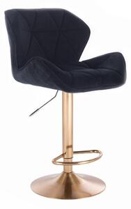 LuxuryForm Barová židle MILANO VELUR na zlatém talíři - černá