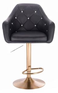 LuxuryForm Barová židle ROMA na zlatém talíři - černá
