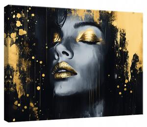 OBRAZ NA PLÁTNĚ NA ZEĎ ŽENA ČERNÝ DO LOŽNICE OBÝVÁKU KUCHYNĚ 100x70