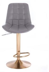 LuxuryForm Barová židle PARIS na zlatém talíři - šedá
