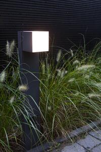 LUTEC Venkovní sloupkové LED osvětlení CUBA se zásuvkou Schuko, 12W, teplá bílá, šedé, IP54 7193805118