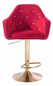 LuxuryForm Barová židle ROMA VELUR na zlatém talíři - červená