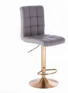 LuxuryForm Barová židle TOLEDO na zlatém talíři - šedá
