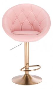 LuxuryForm Barová židle VERA na zlatém talíři - růžová