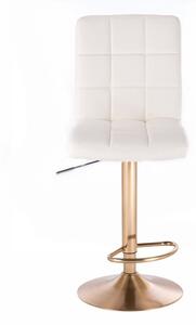 LuxuryForm Barová židle TOLEDO na zlatém talíři - bílá