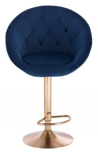 LuxuryForm Barová židle VERA VELUR na zlatém talíři - modrá