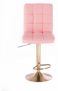 LuxuryForm Barová židle TOLEDO na zlatém talíři - růžová