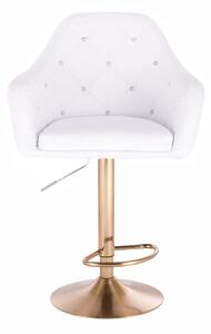 Barová židle ROMA na zlatém talíři - bílá
