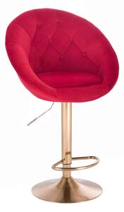 Barová židle VERA VELUR na zlatém talíři - červená
