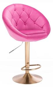 Barová židle VERA VELUR na zlatém talíři - růžová