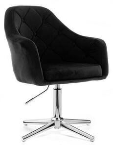 LuxuryForm DESIGN Křeslo ANDORA VELUR na stříbrném kříži - černé