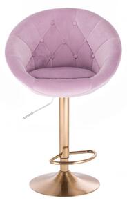 LuxuryForm Barová židle VERA VELUR na zlatém talíři - fialový vřes