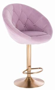 LuxuryForm Barová židle VERA VELUR na zlatém talíři - fialový vřes