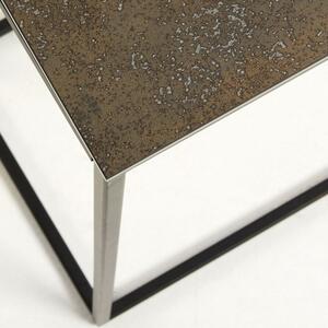 Antracitově šedý keramický odkládací stolek Kave Home Rewena s kovovou podnoží 45 x 30 cm