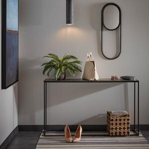 Antracitově šedý keramický toaletní stolek Kave Home Rewena s kovovou podnoží 110 x 30 cm