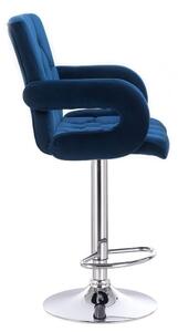 LuxuryForm Barová židle BOSTON VELUR na stříbrném talíři - modrá