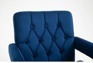 LuxuryForm Židle BOSTON VELUR na černé podstavě s kolečky - modrá