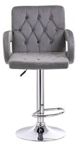 LuxuryForm Barová židle BOSTON VELUR na stříbrném talíři - šedá