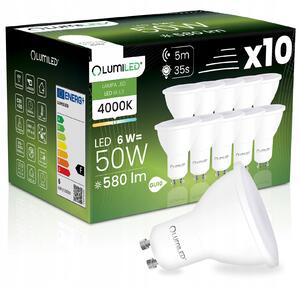 10x LED žárovka GU10 reflektor PAR16 6W = 50W 580LM 4000K neutrální bílá Lumiled
