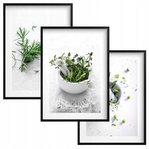 Plakát v rámu Naklejkomania Sada 3 ks Bylinky 43x99 cm