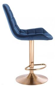 LuxuryForm Barová židle PARIS VELUR na zlatém talíři - modrá