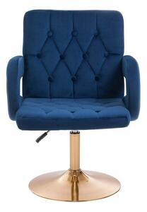 LuxuryForm Židle BOSTON VELUR na zlatém talíři - modrá