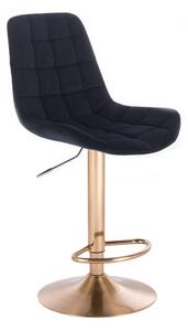 Barová židle PARIS VELUR na zlatém talíři - černá