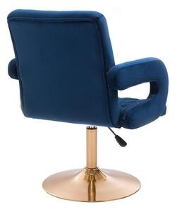 LuxuryForm Židle BOSTON VELUR na zlatém talíři - modrá