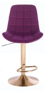 Barová židle PARIS VELUR na zlatém talíři - fuchsie