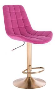 Barová židle PARIS VELUR na zlatém talíři - růžová