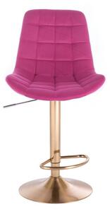LuxuryForm Barová židle PARIS VELUR na zlatém talíři - růžová