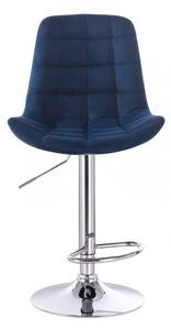 LuxuryForm Barová židle PARIS VELUR na stříbrném talíři - modrá