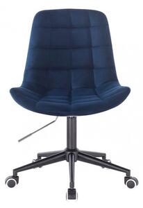LuxuryForm Židle PARIS VELUR na černé podstavě s kolečky - modrá