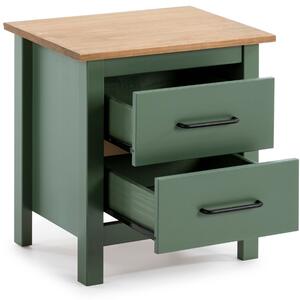 Olivově zelený borovicový noční stolek Marckeric Miranda 46 x 35 cm