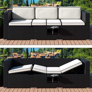 FurniGO Zahradní lavice - umělý ratan, 230 cm - nastavení polohy