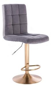 LuxuryForm Barová židle TOLEDO VELUR na zlatém talíři - tmavě šedá