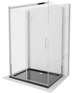 Mexen Omega-3S sprchový kout 3-stěnný, posuvný 110x80 cm, transparentní, chrom + vanička Flat - 825-110-080-01-00-3s-4070