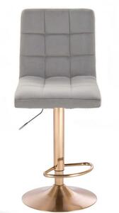 LuxuryForm Barová židle TOLEDO VELUR na zlatém talíři - světle šedá