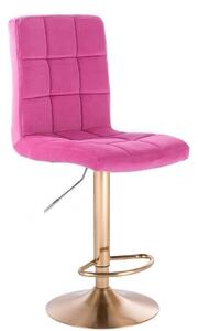 Barová židle TOLEDO VELUR na zlatém talíři - růžová