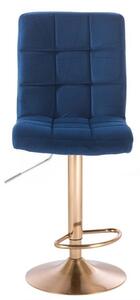 LuxuryForm Barová židle TOLEDO VELUR na zlatém talíři - modrá